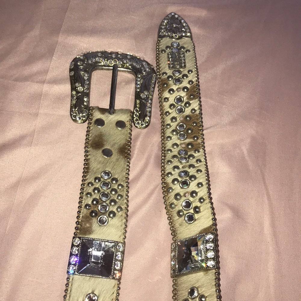 B.b. Simon cow print belt with rhinestone